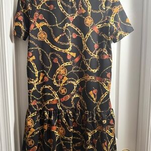 Zara Black Dress with Gold Chain Pattern